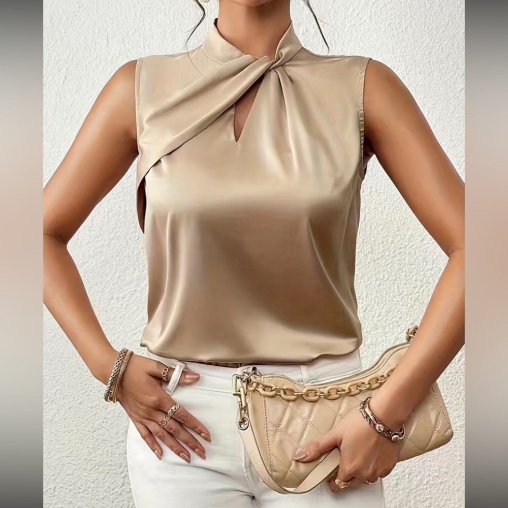 Luxe elegant twist front satin blouse